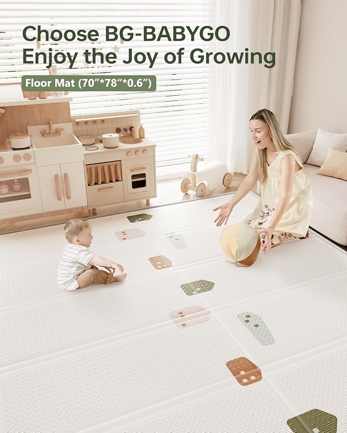 Baby Play Mat Foldable Baby Floor Play Mat X-Large Soft Foam Playmat for Babies Reversible Waterproof Padded Playmats Portable Thick Crawling Mat for Indoor Outdoor(70"*78"*0.4")