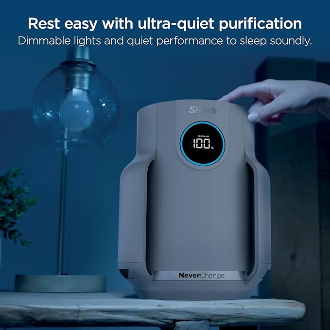 Shark NeverChange Air Purifier Compact Pro with Long-lasting HEPA Exceeding Filtration, For Pet Dander, Dust, Smoke, Allergens, Up to 250 sq. ft. for Bedroom, Home Office, Dorm, HP071BRN (2025)