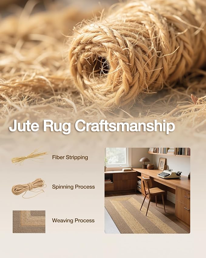 LUMI Jute Runner Rug Non Slip for Hallway, 3'x8' Natural Rustic Carpet No Shedding, Farmhouse Braided Area Mat Indoor High Traffic for Living Room, Entryway, Kitchen, Laundry