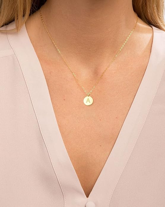 Unique Personalized Gifts for Her, Initial Necklaces for Women, Letter Double Side Engraved Disc/Heart Pendant Necklace, Minimalism Style Jewelry for Everyday Wear