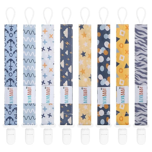 ALVABABY Baby Pacifier Clips for Girls Pacifier Universal Holder Leash Pacifier Clip Binky Holder 8 Pack 8DP12