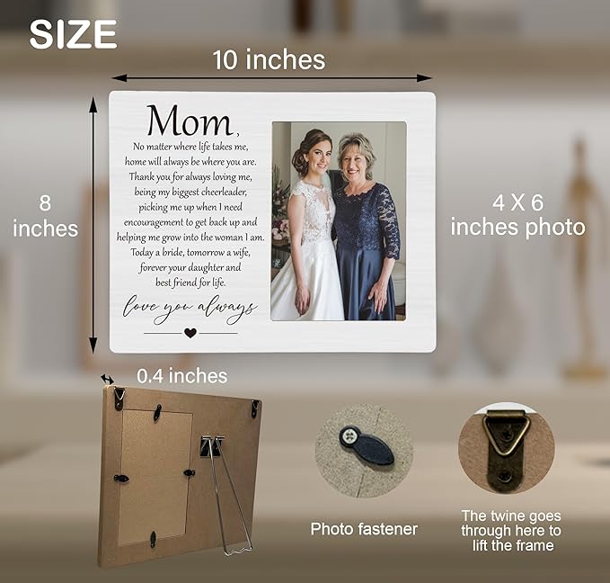 Mom Love You Forever Wedding Picture Frame, Mother of the Bride Photo Frame, 4x6 inch Photo