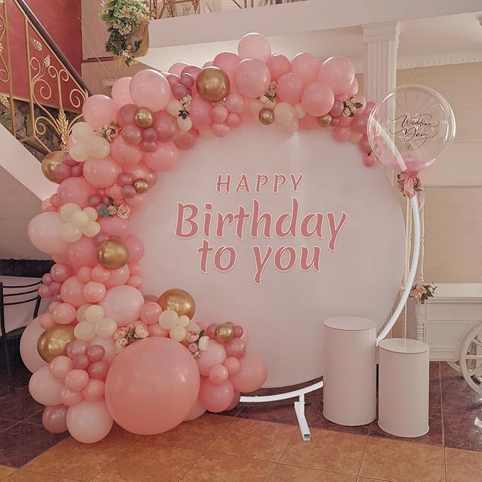 6.6ft Round Backdrop Stand, Stable Balloon Arch Stand, Metal Wedding Arch Backdrop Stand Circle Backdrop Stand Frame for Wedding, Birthday Party, Baby Shower Decoration (White)