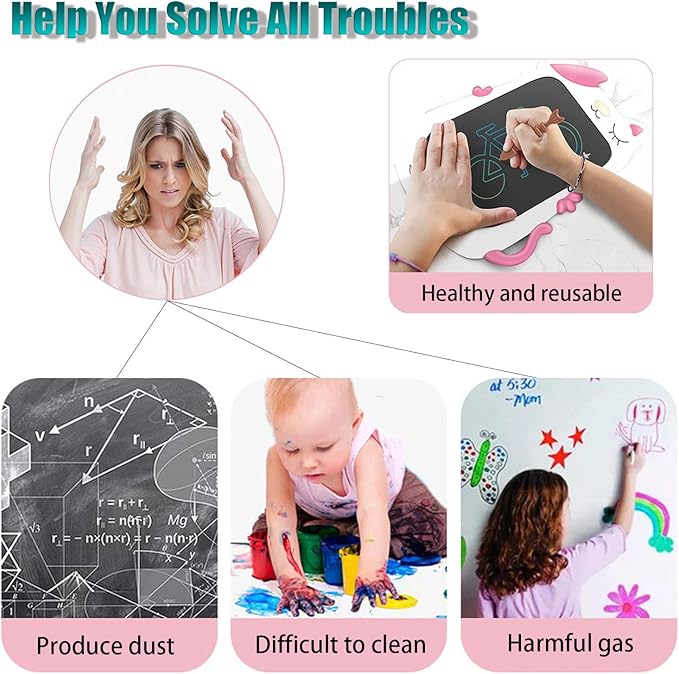GJZZ Drawing Doodle Board Toys for 3 4 5 6 7 Year Old Girls Boys Gifts, LCD Writing Tablet and Scribble Board Learning Toy for Kids, Birthday Gift for Toddler - Pink White