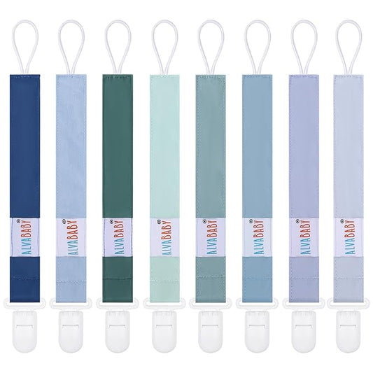 ALVABABY Baby Pacifier Clips for Boys Girls Pacifier Universal Holder Leash Pacifier Clip Binky Holder for Teether Toys Soothie 8 Packs 8DP06