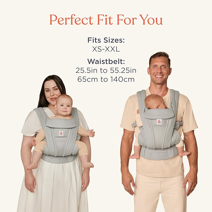 Ergobaby Omni Deluxe Baby Carrier Newborn to Toddler - Breathable Baby Carriers for Summer - All-Position Carrier with Enhanced Lumbar Support & Airflow (7-45 Pounds), Mesh, Onyx Black