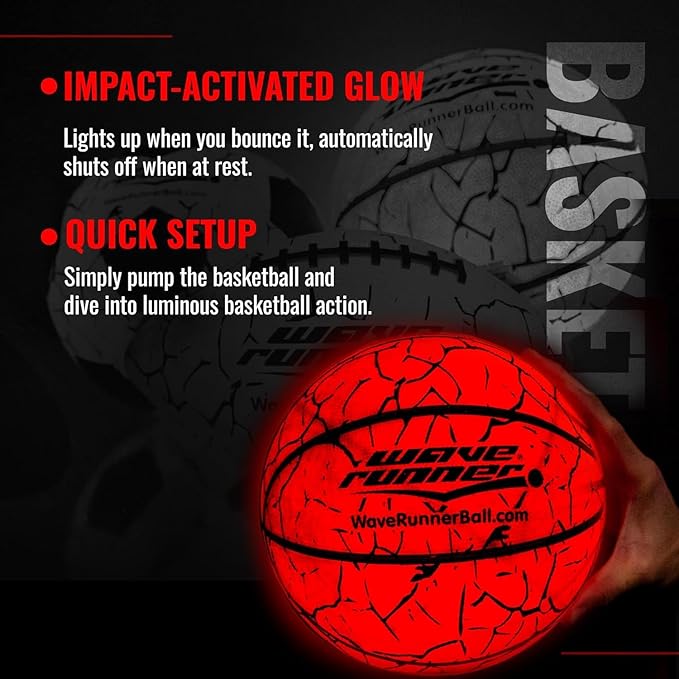 Light Up Basketball - Glow In The Dark Basketball - Teen Boys Gift Ideas For Boys 8-15+ Year Old - Led Basketball Accessories | Cool Outdoor Toys Ages 8 9 10 11 12 13 14 15 - Sports Stuff For Kids