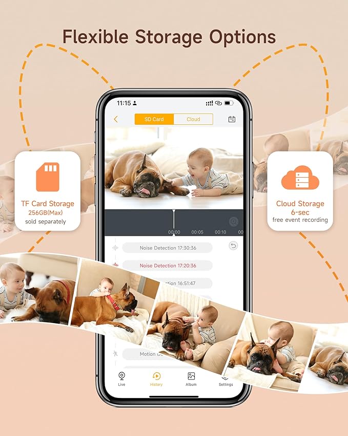 ARENTI Baby Monitor with 2 Cameras, 2K Smart Baby Camera with 5'' Upgraded Wireless Display, Super Night Vision, Breathing Light, Lullabies, Cry&Motion Detection, Temp&Humidity Sensor, 2 Way Audio