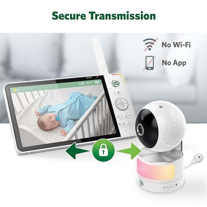 LeapFrog Color Night Vision Video Baby Monitor with 7" HD 720p Display, 360° Pan & Tilt, 8X Zoom, Night Light, Humidity & Temperature Sensor, Up to 1000ft Long Range, Secure Transmission: LF920HD