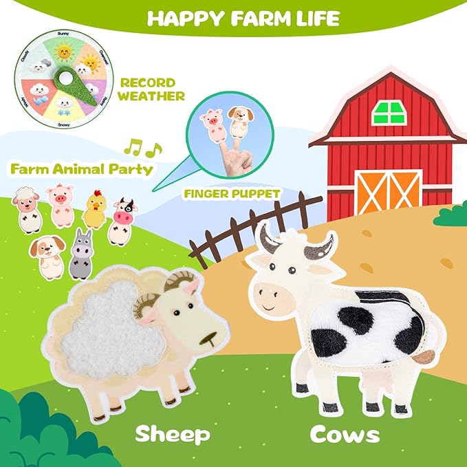 Quanquer Farm Busy Book With Talking Flash Cards for Toddlers 1-3 - Montessori Busy Board for Boy Girl Birthday Gift - Learning Educational Toys with 224 Sight Words - Airplane Car Toddler Travel Toys