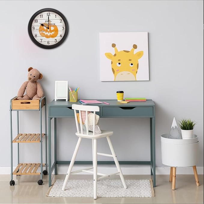 Evelyne Product Image LED Round Wall Clock - 12.5" Happy Halloween Pumpkin Style Dial, Battery Operated, Night-time Sensor - Easy-to-Read Analog for Bedroom, Office & Living Room