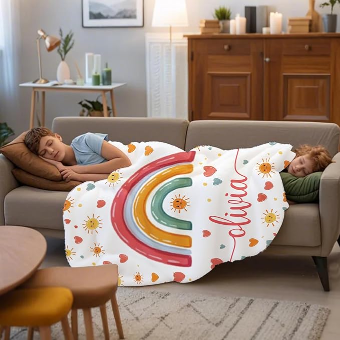 Ship Next Day, Personalized Baby Blanket for Boys Girls - Printed in USA, Custom Baby Blanket with Name Super Soft Plush Flannel, Easter Christmas Brithday Gifts for Baby Shower Kids Toddlers Newborn
