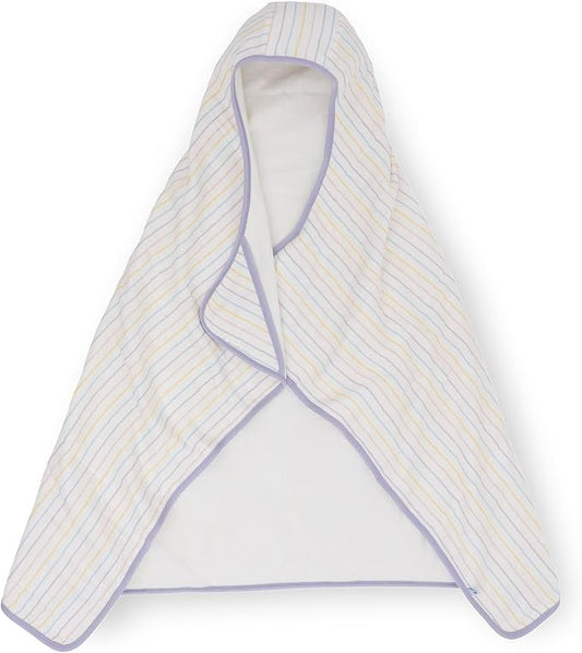 Little Unicorn Premium Hooded Bath Towel| Absorbent Cotton & Terry Blend | Larger Size, 1-6 Years (Unicorn Stripe)