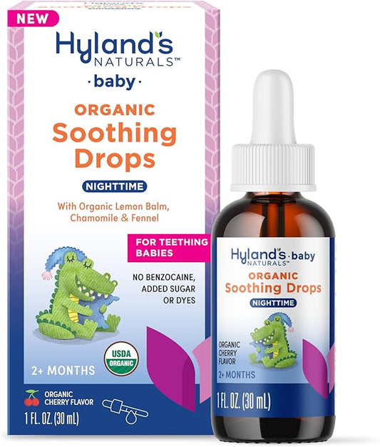 Hyland's Baby Organic Nighttime Soothing Drops for Oral Discomfort, 1 oz, Ages 2 Months and up, Organic Cherry Flavor