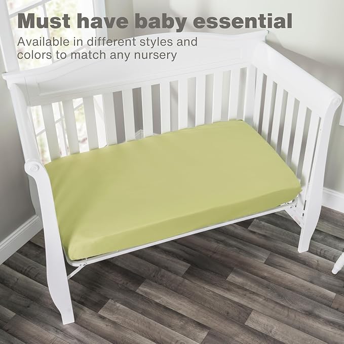 Everyday Kids Fitted Crib Sheet, 100% Soft Breathable Microfiber Baby Sheet, Fits Standard Size Crib Mattress 28in x 52in, Green Nursery Sheet