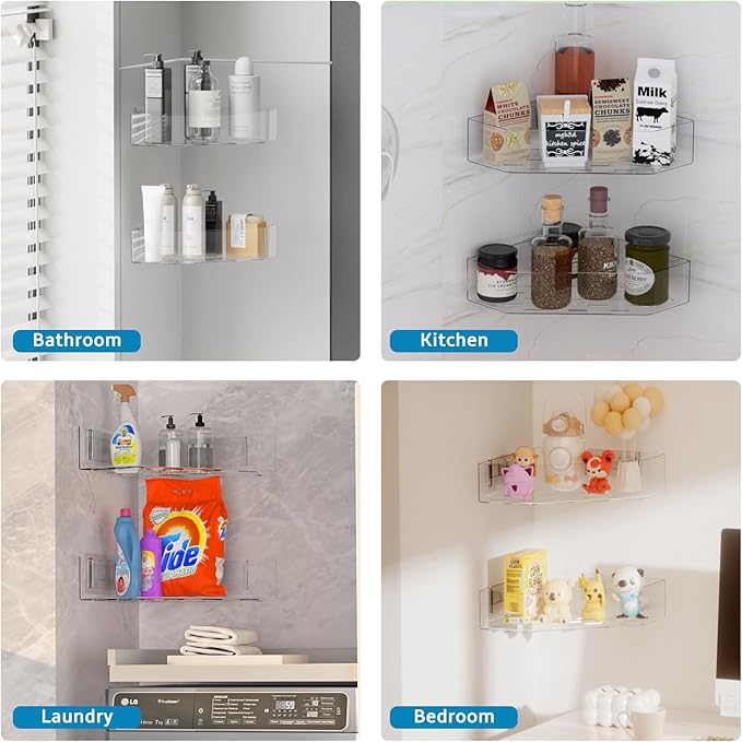 Natheeph Bath Toy Organizer 2-Pack - Clear Large Capacity Bath Toy Storage Holder with Quick-Dry Holes, Space-Saving Corner Shower Caddy for Bathroom & Kitchen