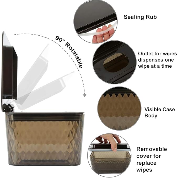 3 Pack Wipes Dispenser Seal-Designed Wipe Dispenser Holder Wipes Case Box for Bathroom Keep Wipes Fresh, Dust-Proof & Non-Slip