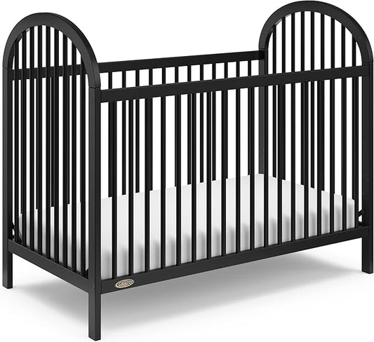 Graco Olivia Convertible Crib (Black) – GREENGUARD Gold Certified, 100% Solid Wood, Fits Standard Crib Mattress, Converts to Toddler Bed and Daybed, 4 Adjustable Mattress Heights