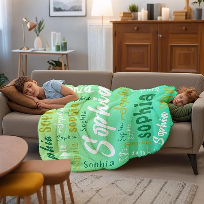 Ships Next Day, Custom Name Blanket for Kids Teen Girls Boys Adults - Printed in USA, Personalized Baby Blanket, Soft & Cozy Blankets Customized Easter Christmas Birthday Gifts for Toddlers Women Men