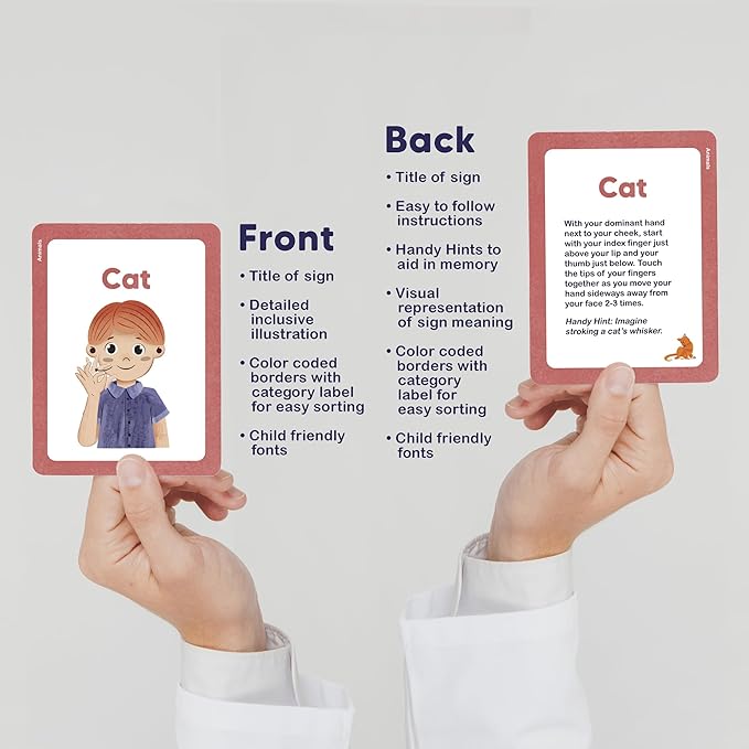 ASL Kids Flash Cards - 200 American Sign Language Cards for Children, Toddlers and Beginners