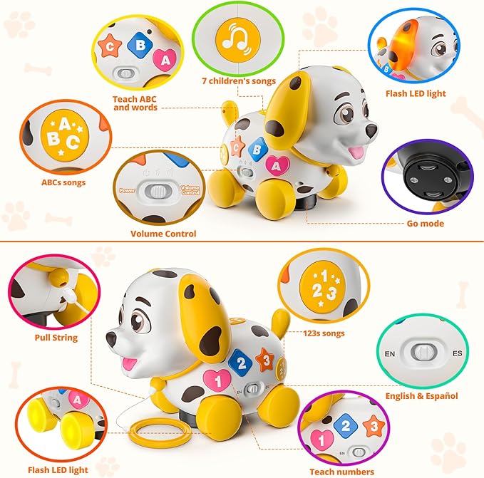 Musical Baby Toys 6-12 Month, 1st First Birthday Gift for 1 Year Old Boys Girls, Crawling & Walking Puppy Toy 6 7 8 9 10 12-18 Month Old Bilingual Learning Developmental Toy for Baby Boy Girl Age 1-2