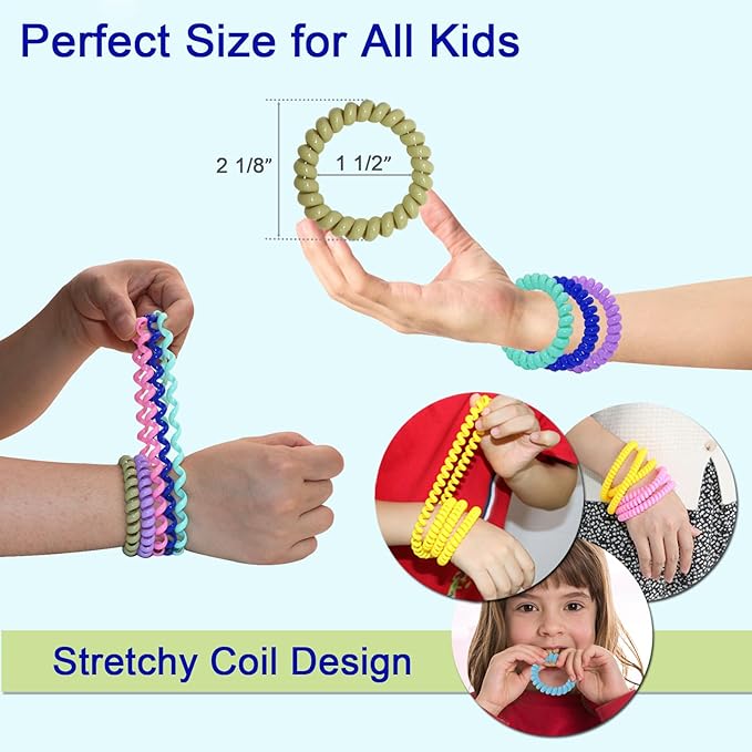 Sensory Chew Bracelets for Boys and Girls, 8 Pack Stretchy Coil Bracelet Fidget Toys for Kids with Autism ADHD SPD or Special Needs, Oral Motor Aids Jewelry Reduce Teething Biting and Anxiety
