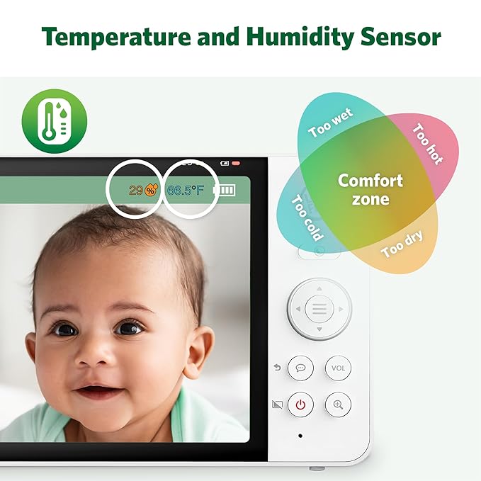LeapFrog 2-Camera Color Night Vision Video Baby Monitor with 7" HD 720p Display, Split Screen, 360 Pan & Tilt, 8X Zoom, Night Light, Humidity & Temperature Sensor, Up to 1000ft Long Range: LF920-2HD
