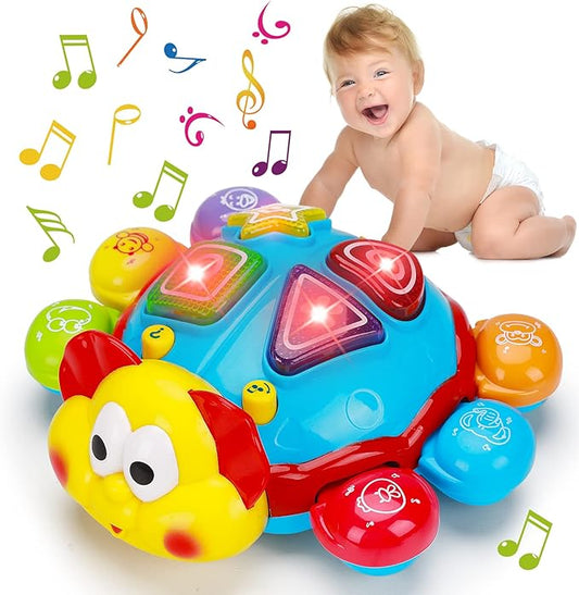 Baby Crawling Toys 6 to 12 Months Tummy Time Spanish English Bilingual Learning Toy Infant Musical Light Up Toy 0-3 4 5 6 7 8 9 10 12-18 Month montessori Gift for 1 2 Year Old Boy Girl Toddler Age 0-2
