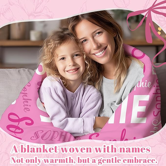 Personalized Baby Name Blanket, Custom Blankets and Throws with Name for Kids Girls Boys, Customized Toddler Blanket Gifts for Christmas Birthday Baby Shower(Name Design)