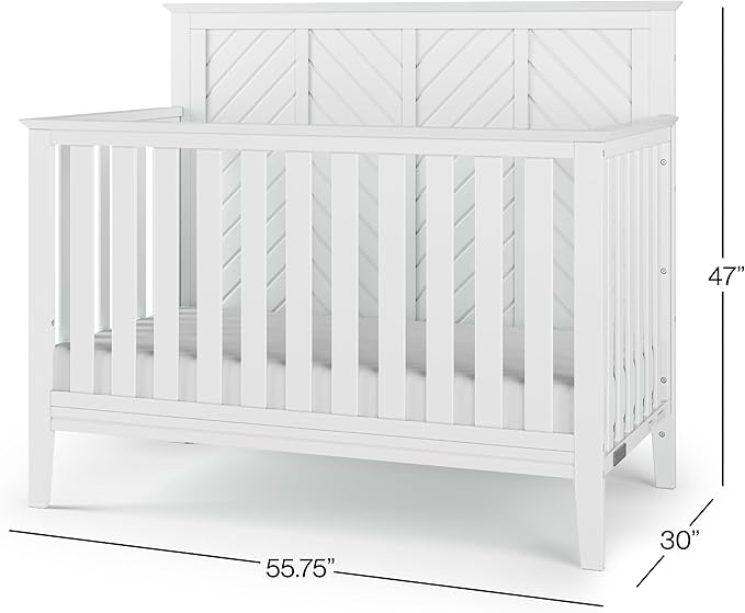 Child Craft Atwood 4-in-1 Convertible Crib, Baby Crib Converts to Day Bed, Toddler Bed and Full Size Bed, 3 Adjustable Mattress Positions, Non-Toxic, Baby Safe Finish (Matte White)