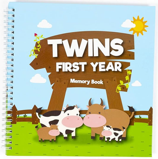 Great Newborn Twins by Unconditional Rosie | A Beautiful Baby Memory Book for Documenting their First Year | Gorgeous and Perfect Baby Twin Gifts - Cows Edition | Twins Baby Items that You'll Love