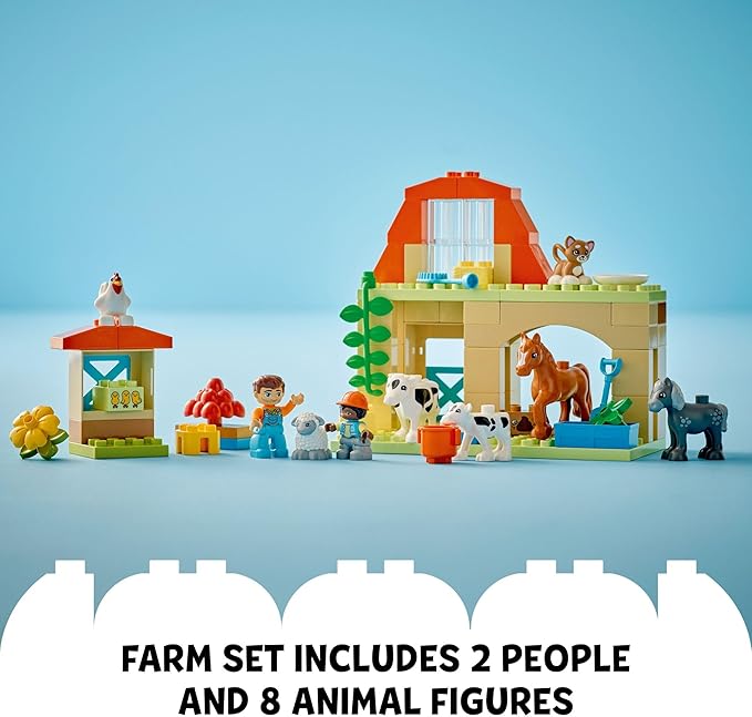 LEGO DUPLO Town Caring for Animals at The Farm Building Toys Playset - Learning, Educational Toys for Toddlers & Preschool, Ages 2+ - Building Blocks for Pretend Play Set W/Animal Figures - 10416