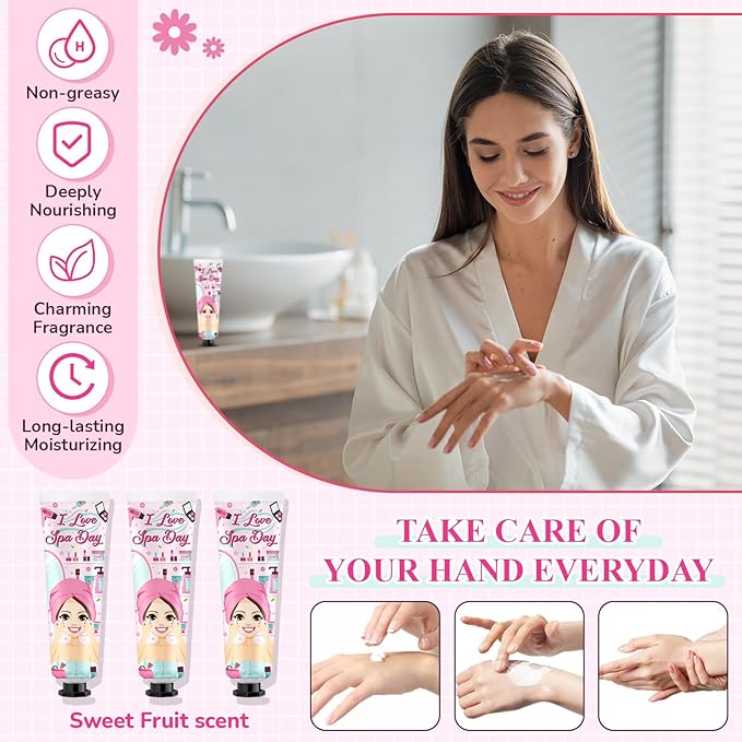 48 Sets Spa Party Supplies for Women Hand Cream Bulk Spa Birthday Party Favors Bachelorette Supplies for Girls Travel Size Lotion with Organza Bags