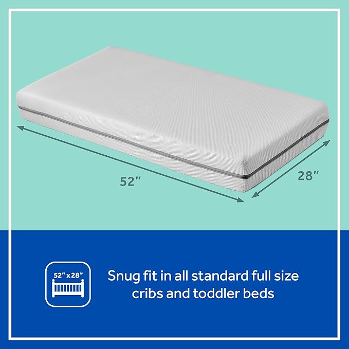 Sealy Baby OmniPedic DuoBreathe 2 Stage Breathable Crib Mattress, GREENGUARD Gold Certified, Made in USA, Waterproof, Premium Dual Firmness and Hypoallergenic, Toddler Bed Fit, 52x28