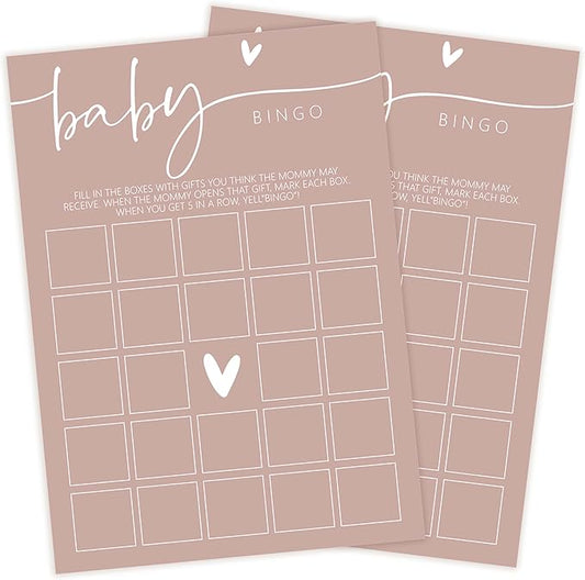 Baby Shower Games - Pink Baby Shower Bingo Game Cards, 30 Sets Gender Reveal Party Decorations Supplies Favors - F03