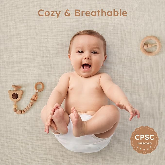 Yoofoss Muslin Crib Sheets for Boys Girls 100% Cotton Fitted Baby Crib Sheet 2 Pack Soft and Breathable for Standard Crib Mattress & Toddler Mattress 52"x28"