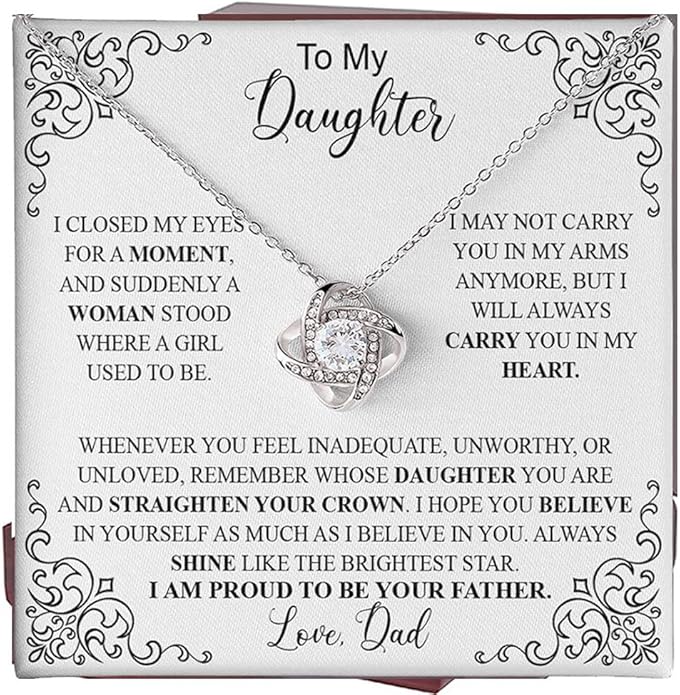 To My Daughter Gift Necklace From Dad or Mom - Badass Daughter Jewelry With Heartfelt Message & Elegant Box