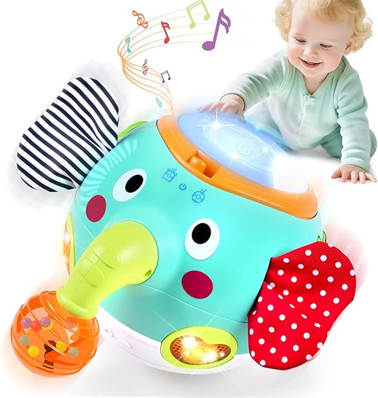 Crawling Toys - Baby Toys 6-12 Months, Elephant Musical Toy with Lights & Sounds, Interactive Learning Baby Crawling Toys for Motor Skills Development, Sensory Toys for Boys Girls, Christmas Birthday