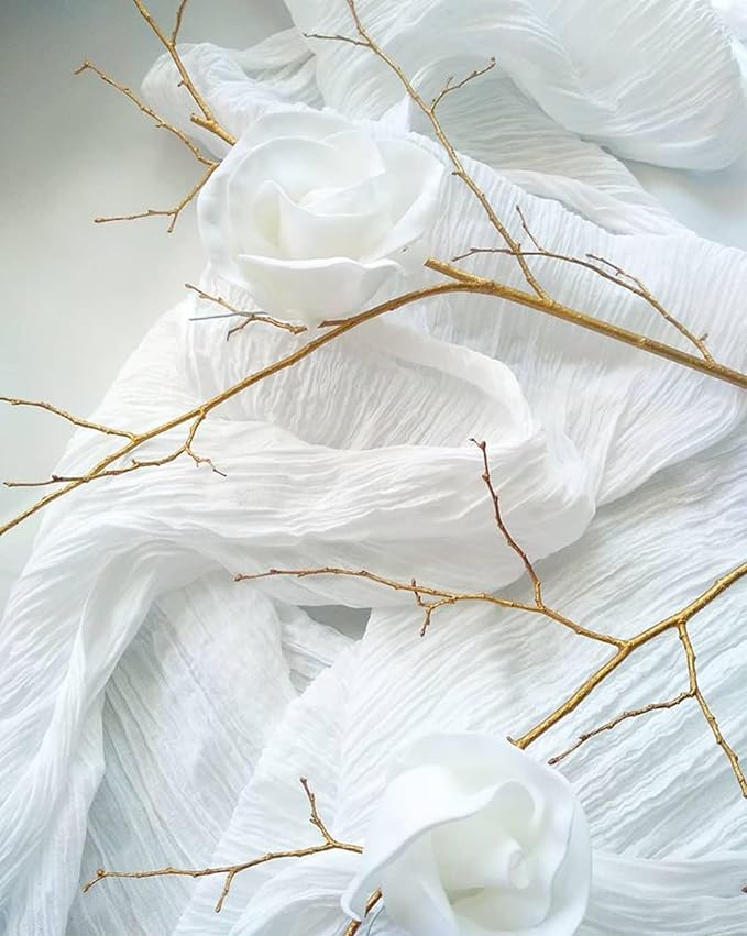 12Pack White Table Runner 10FT Cheesecloth Table Runner 35x120inch Cheese Cloth Table Runners Rustic Boho Gauze Table Runners for Party Wedding Birthday Dining Bridal Baby Shower Decor