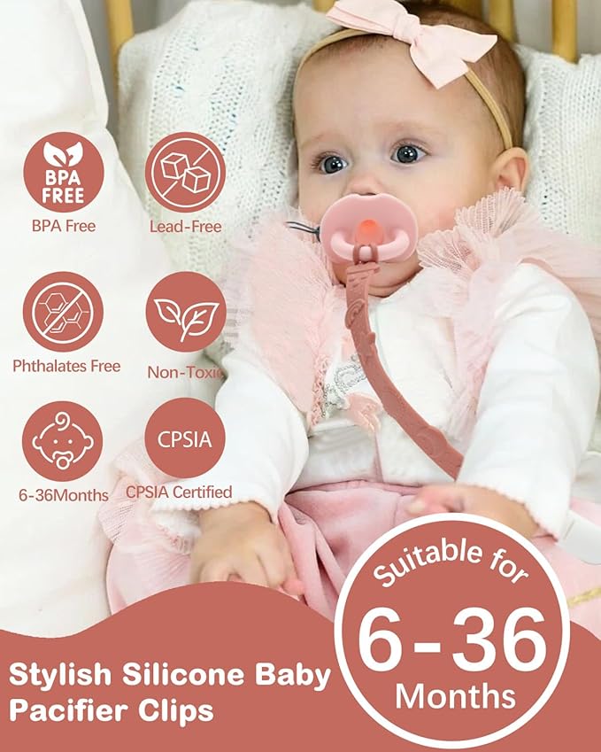 ALVABABY Silicone Toy Strap for Baby Boy Girl Smoother Clips Bottle High Chair Car Seat Travel 4 Pack 4GJL03A