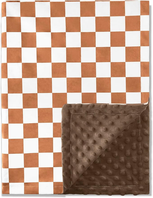 QSTEHEML Baby Blankets Neutral,Super Soft Checkered Minky Blanket Unisex,Baby Gifts for Girls Boys,Double Layer with Dotted Backing, Newborn Blankets for Crib Stroller (Checkered, 30 * 40inch)