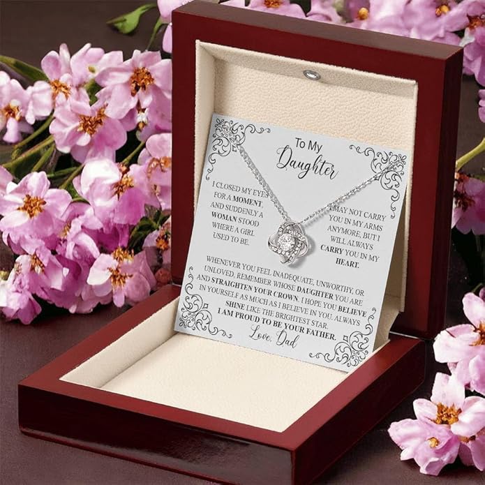 To My Daughter Gift Necklace From Dad or Mom - Badass Daughter Jewelry With Heartfelt Message & Elegant Box
