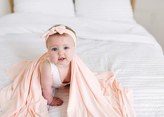 Copper Pearl Baby Swaddle Blanket - Premium Knit Baby Blanket, Large Soft Stretchy Receiving Blankets for Baby Girl, Swaddles for Newborn, Infant, and Toddler (Blush)