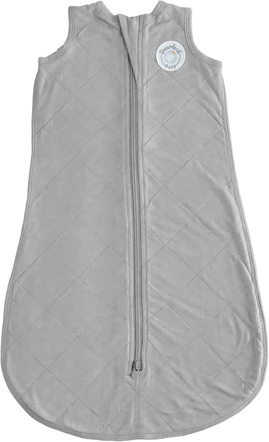 Dreamland Baby Lightweight Bamboo Viscose Sleep Sack (0-6 Months). 1.0 TOG Ultra Soft Blanket w/ 2-Way Zipper. 95% Viscose, 5% Spandex (Grey)