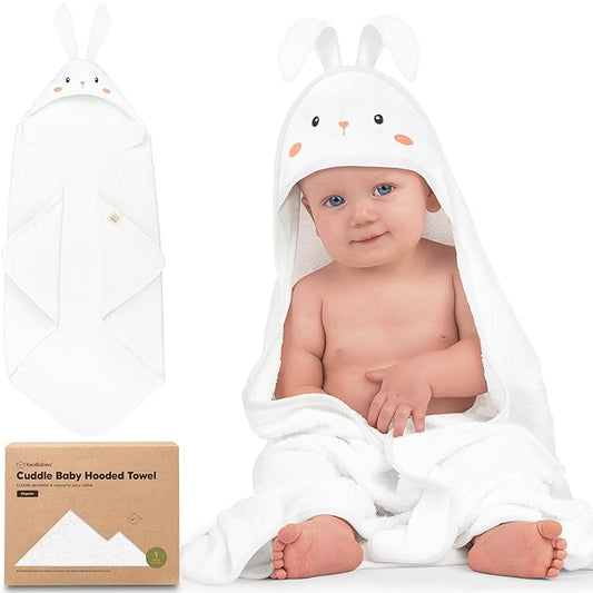 KeaBabies Hooded Baby Towel for Newborn - Viscose Derived from Bamboo Large Baby Bath Towels with Hood for Boys, Girls, Toddler, Extra Absorbent & Soft Newborn Bath Essentials (Bunny)