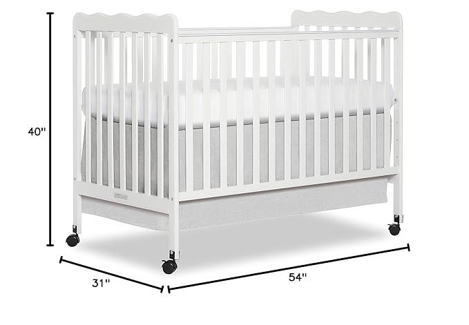 Dream On Me Carson Classic 3-in-1 Convertible Full-Size Baby Crib in White, GreenGuard Gold & JPMA, 4 Mattress Heights, Converts to Day & Toddler Bed, Locking Wheels, Classic Nursery Design
