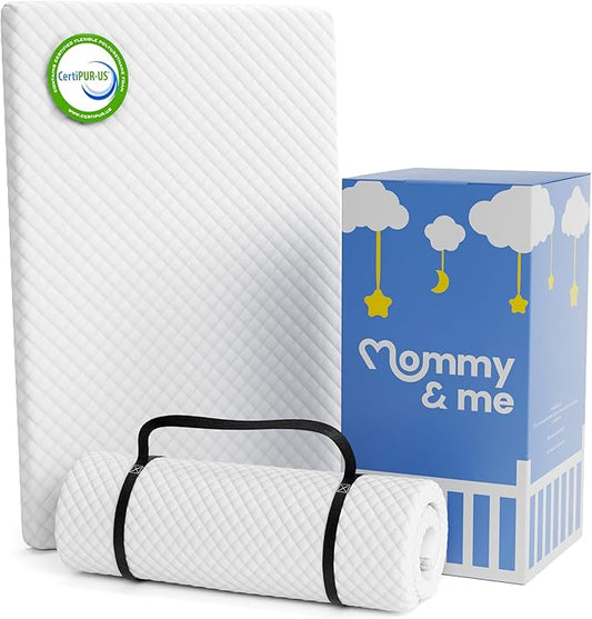 Mommy&Me Pack and Play Mattress Pad (38"x26"x1") with Soft Washable Breathable Cover, Waterproof, CertiPUR-US Certified Foam, Pack&Play Topper