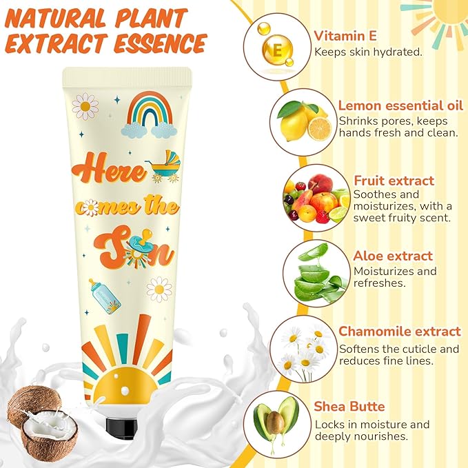 48 Sets Baby Shower Hand Cream Bulk Here Comes the Son Baby Shower Favors Bridal Thank You Hand Cream for Guests Travel Size Lotion with Organza Bags