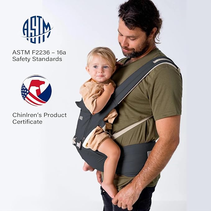 Baby Carrier with Hip Seat for Newborn to Toddler, Adjustable 6-in-1 Baby Carrier with Hip Seat Lumbar Support, Perfect for On-The-go, Grey