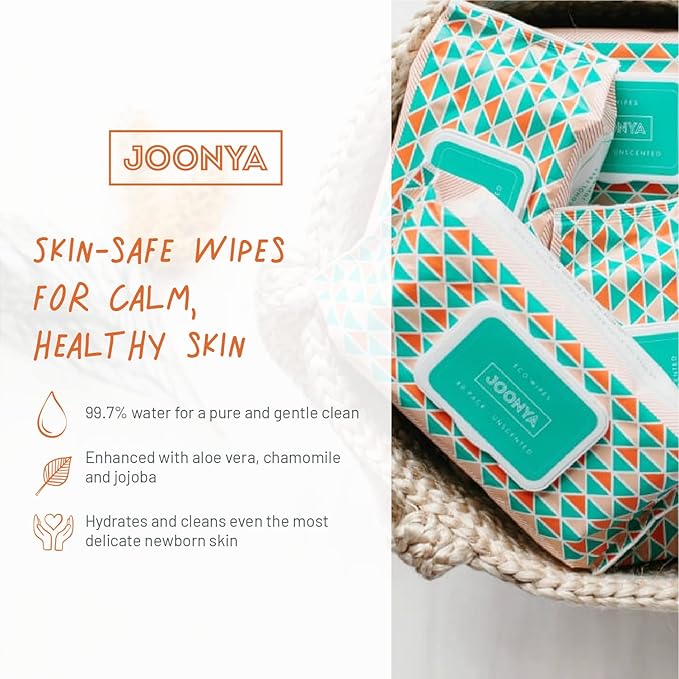 JOONYA Unscented Baby Wipes — Plant-Based, Fragrance-Free Bulk Diaper Wipes | Hypoallergenic, Non-Toxic & Biodegradable Wet Wipes for Sensitive Newborn Skin | 12 Packs of 80 Wipes (960 Total)